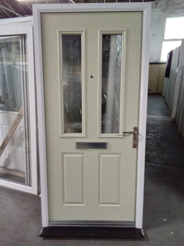 Used light green Composite Front Door 1000mm x 2100mm 0645