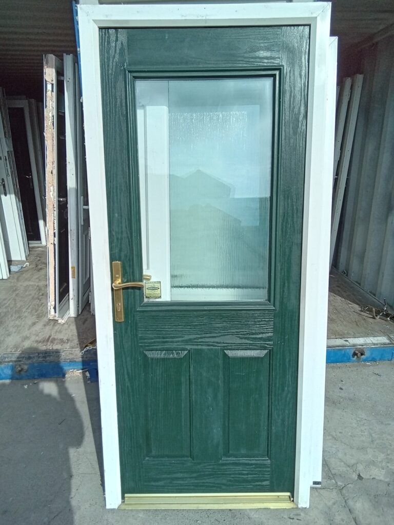 Used Green Composite Back Door 920mm x 2085mm C8D13 Used UPVC Windows & Doors