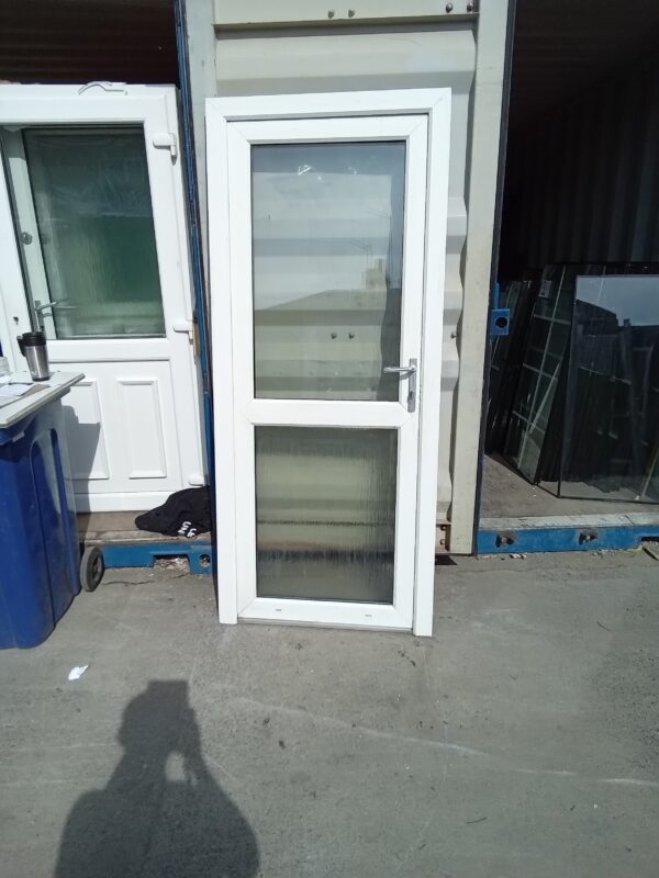 Used White Upvc Back Door And Frame 880mm x 2050mm C6D28