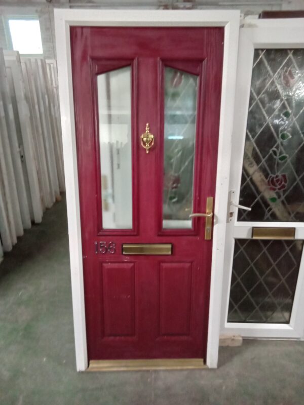 Used red Composite Front door 905mm x 2070mm 0355