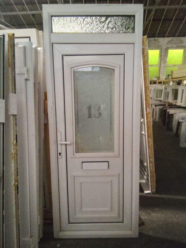Used White Upvc Front Door And Toplight 855mm x 2195mm 0827