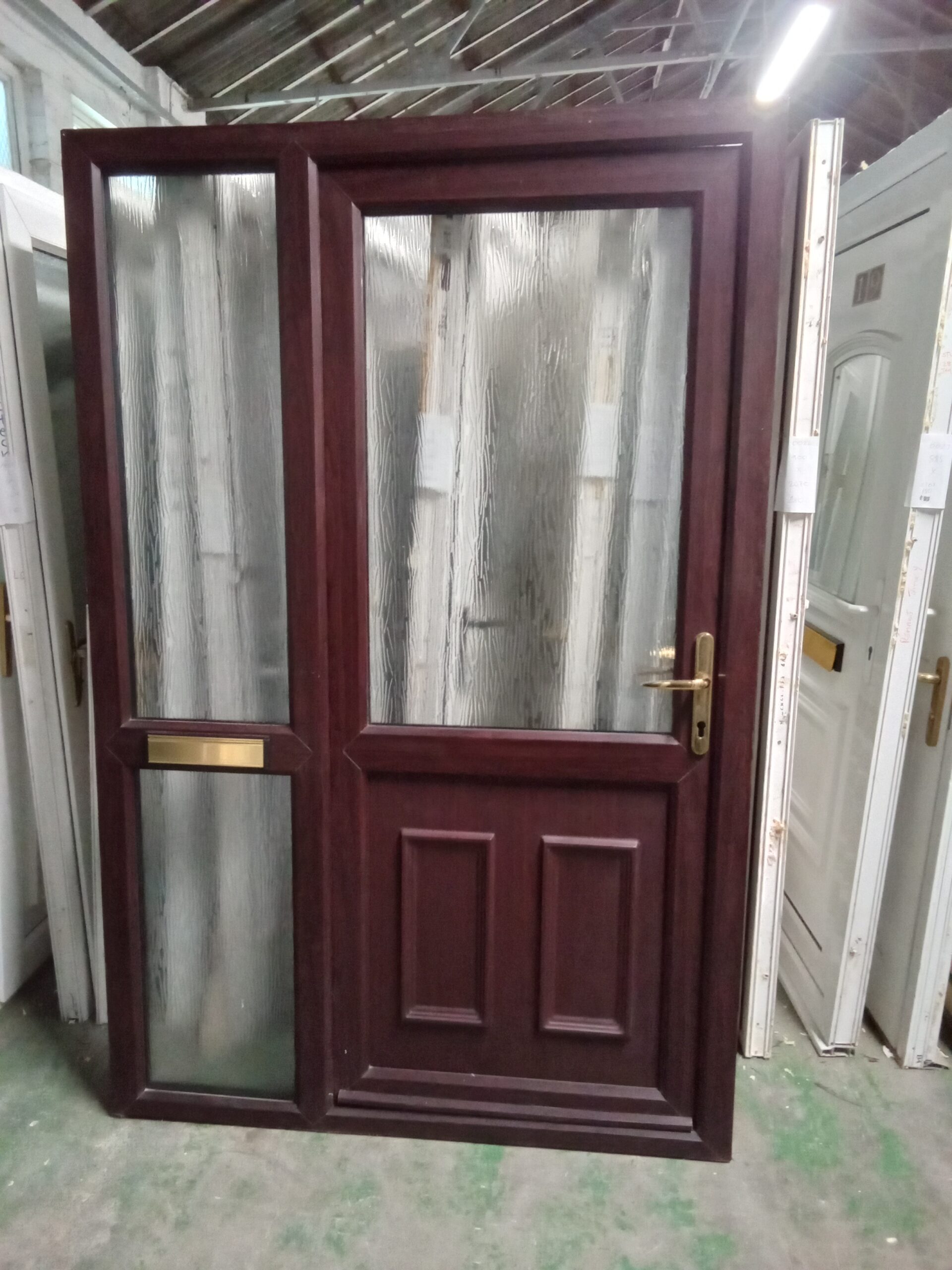 Used Rosewood Upvc Front Door And Side Panel 1365mm x 2065mm 0022 ...