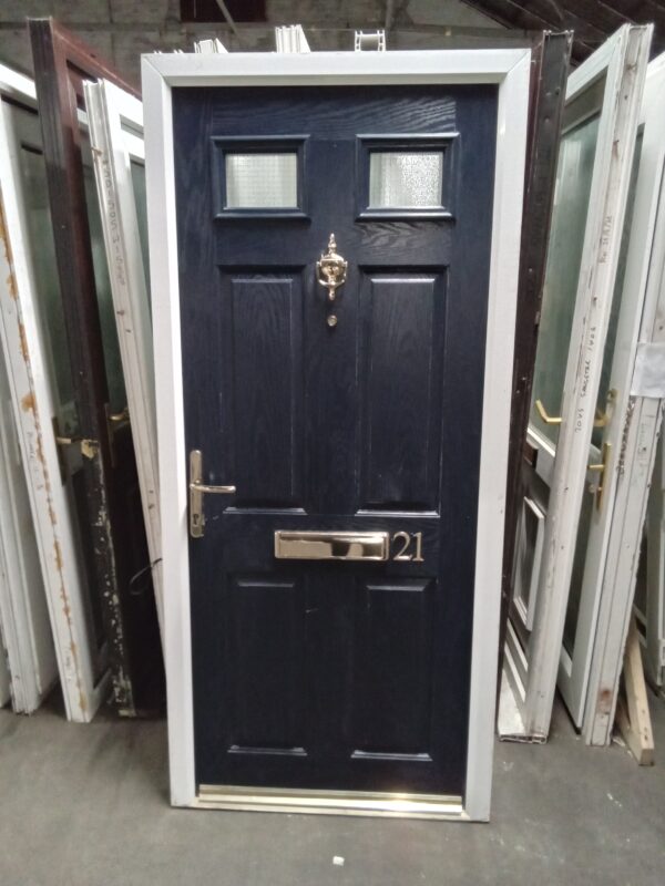 Used Blue Composite Front Fire Door 910mm x 2000mm 0859