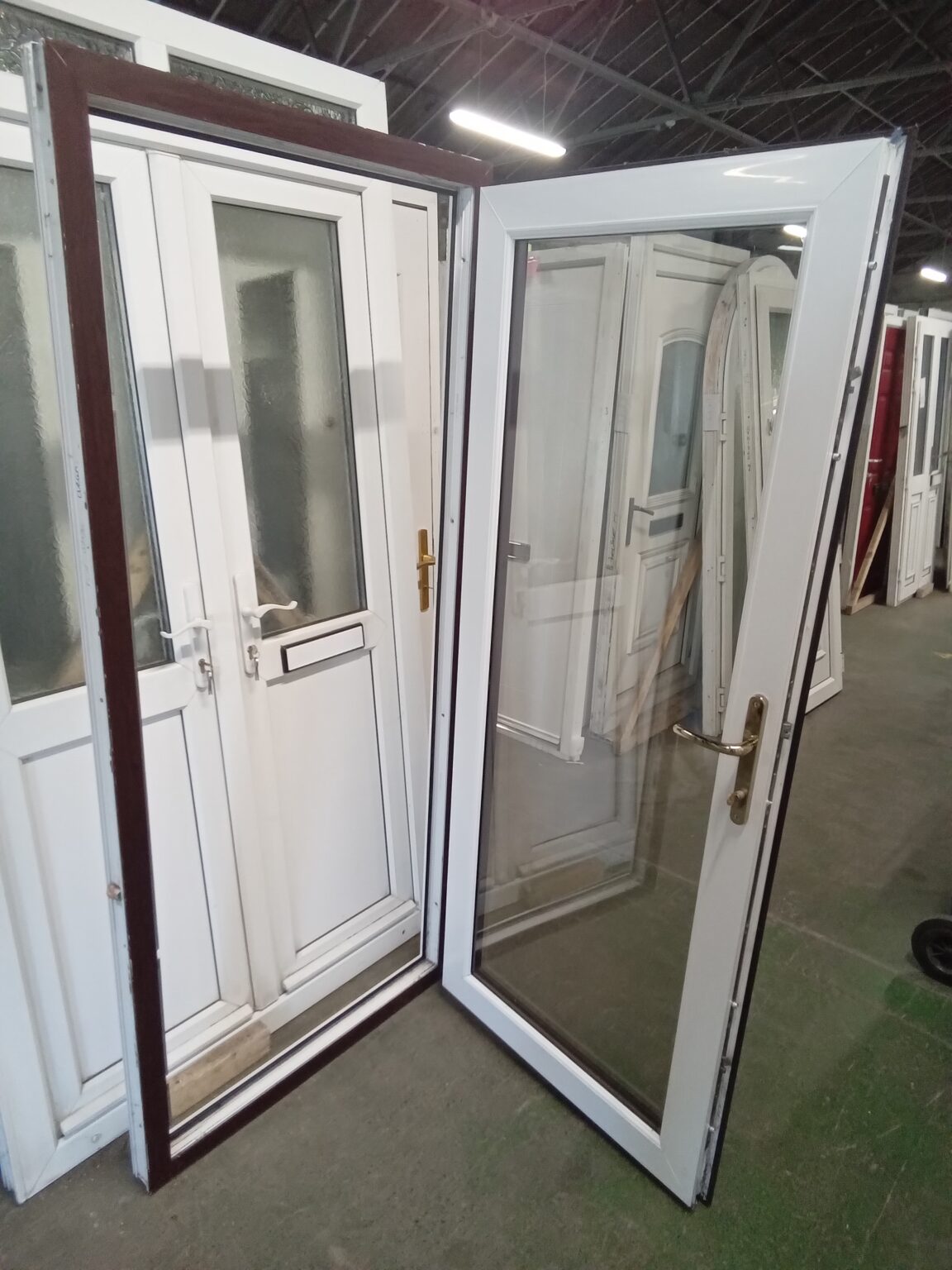 Used Rosewood Upvc Back Door OUTWARDS OPENING 915mm x 2035mm 0091