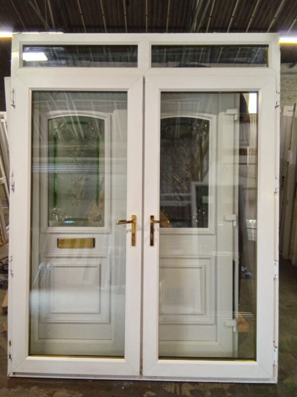 Used White Upvc French Doors with Top Light 1805mm x 2320m EA1a