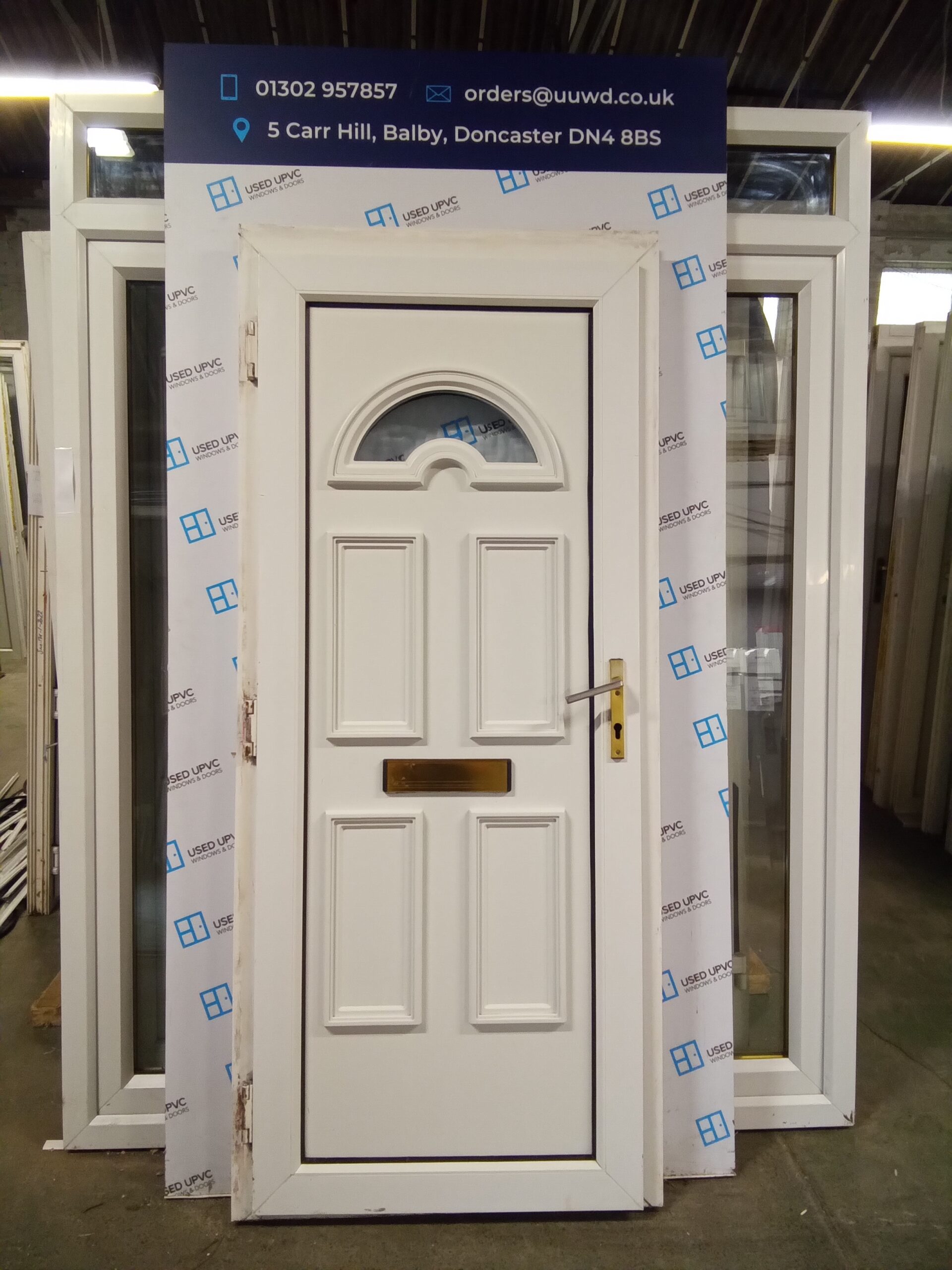 Used White Upvc Front Door 885mm x 2050mm 0078 Used UPVC Windows & Doors