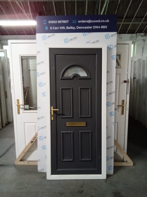 Used Grey Upvc Front Door 900mm x 2015mm 0817