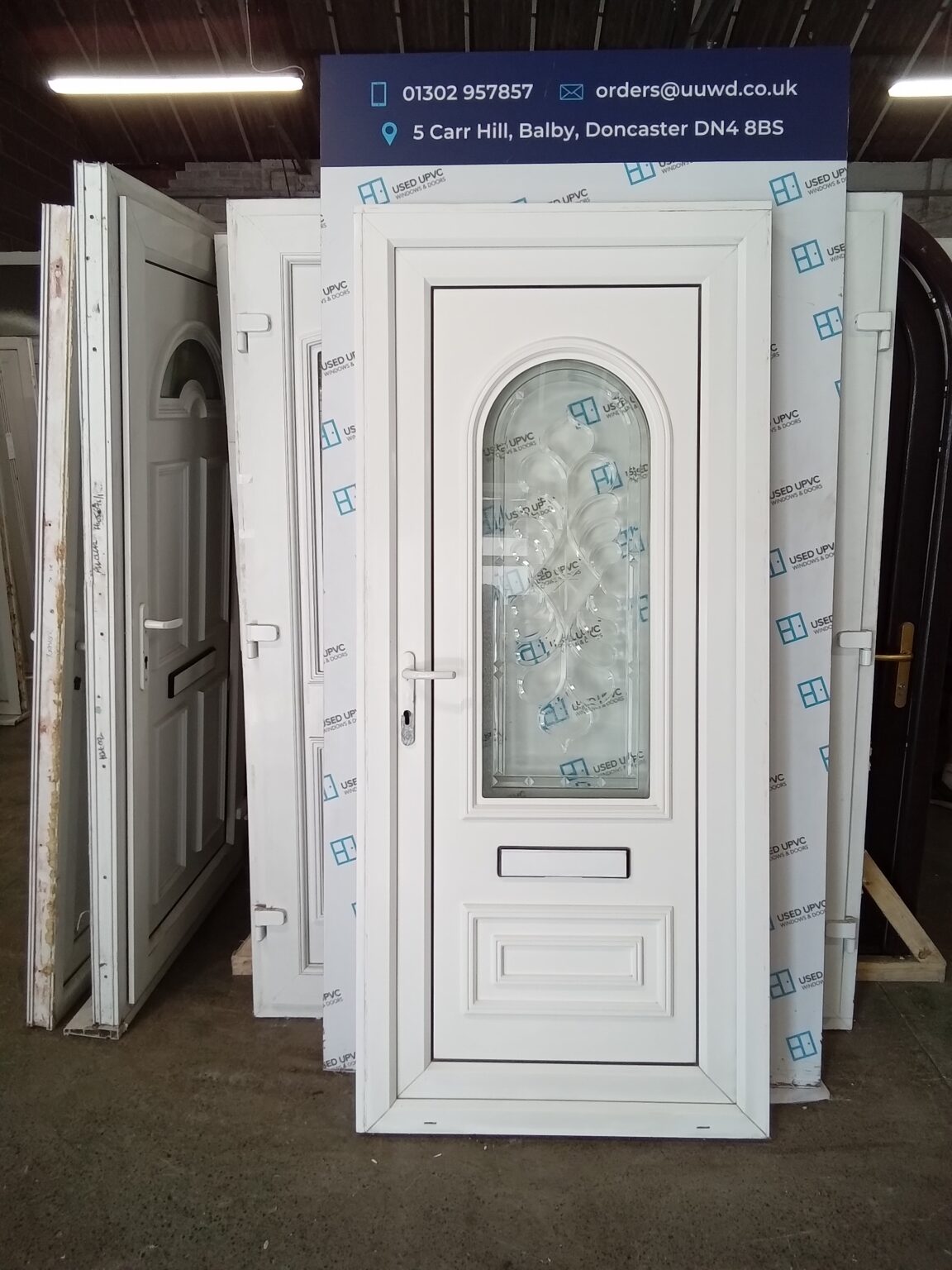 Used white Upvc Front Door 930mm x 2090mm 0537 Used UPVC Windows & Doors