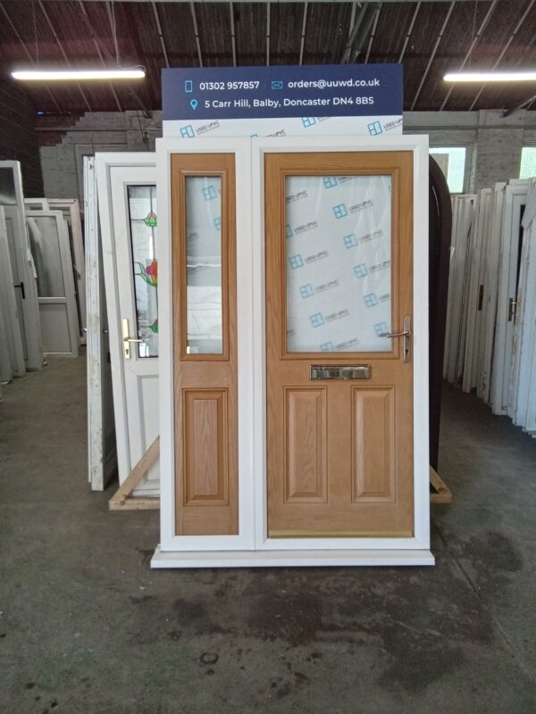 Used Irish Oak Composite Front Door And Side Panel 1345mm x 2100mm NO006