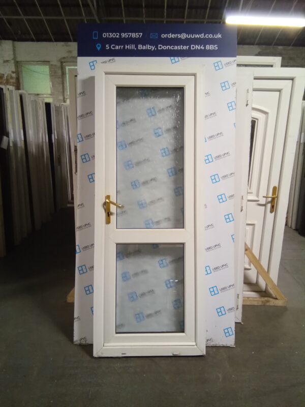 Used white Upvc Back Door 800mm x 2115mm 0431