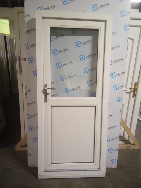 Used white Upvc back door 840mm x 1940mm 0626