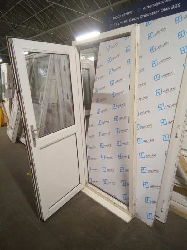 Used white Upvc back door 840mm x 1940mm 0626 - Image 4