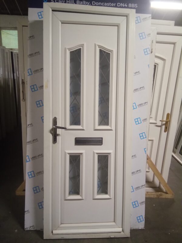 Used white Upvc front door 830mm x 2150mm 0591