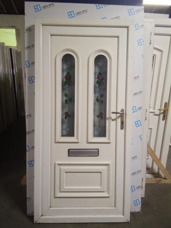 Used white Upvc front door 955mm x 2000mm 0573
