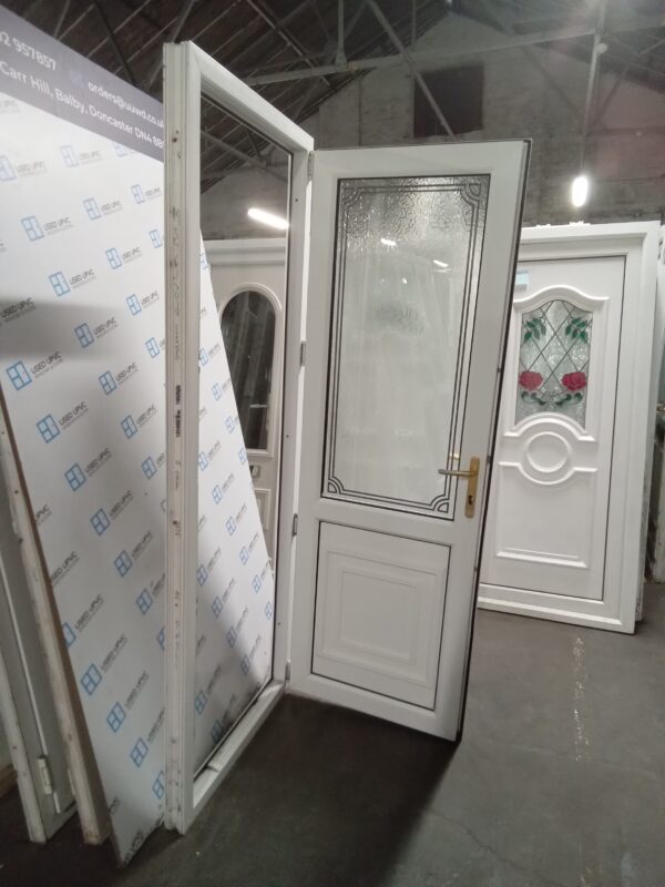 Used white Upvc Back Door 815mm x 2145mm 0846 - Image 4