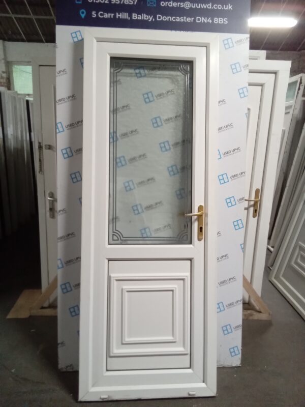 Used white Upvc Back Door 815mm x 2145mm 0846