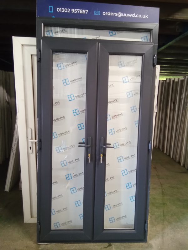 Used Anthracite Grey Upvc French Doors and toplight 1170mm x 2265mm EA2