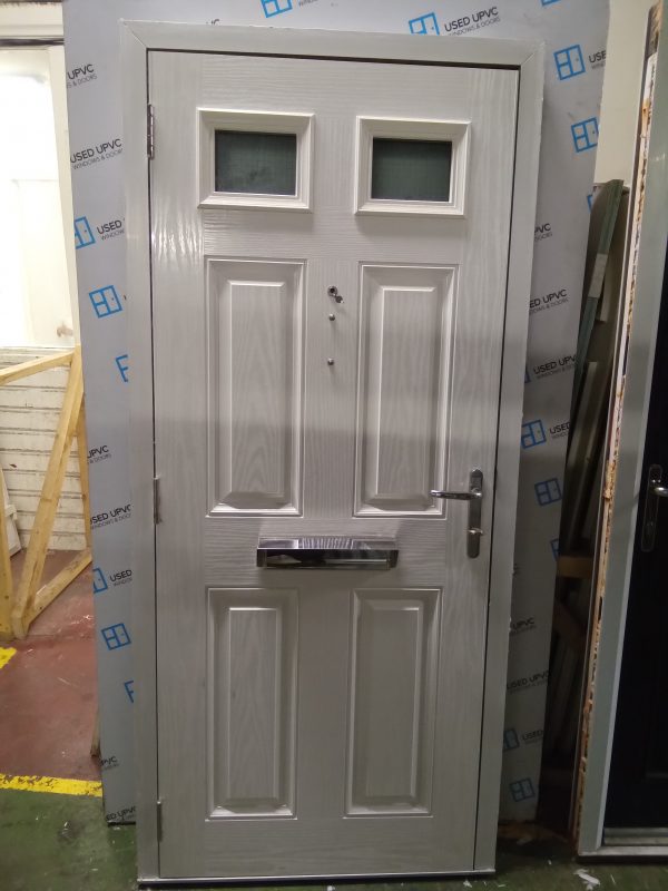 Used blue Composite front fire door 910mm x 2000mm C301 - Image 3