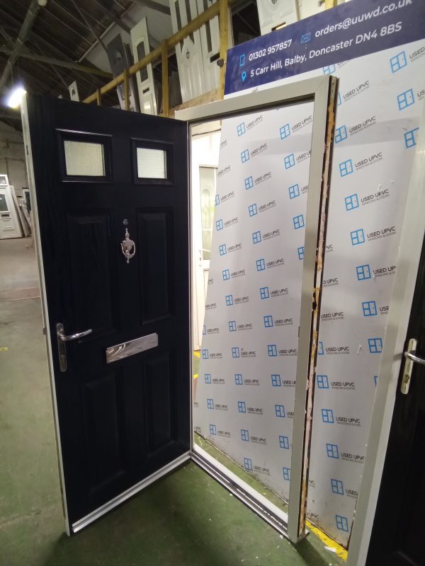 Used blue Composite front fire door 910mm x 2000mm C301 - Image 4