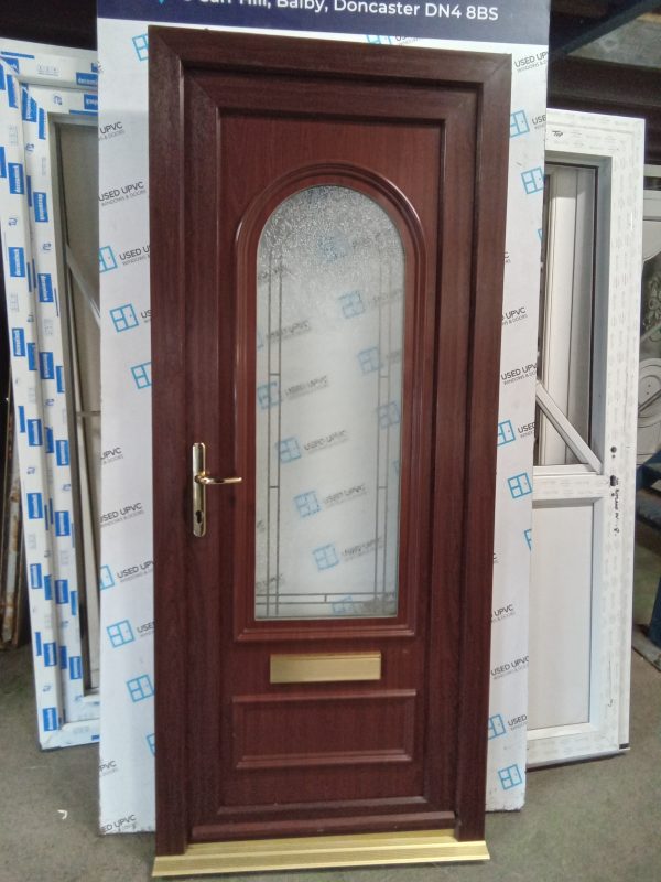 Used Rosewood Upvc Front Door 885mm x 2085mm 0220