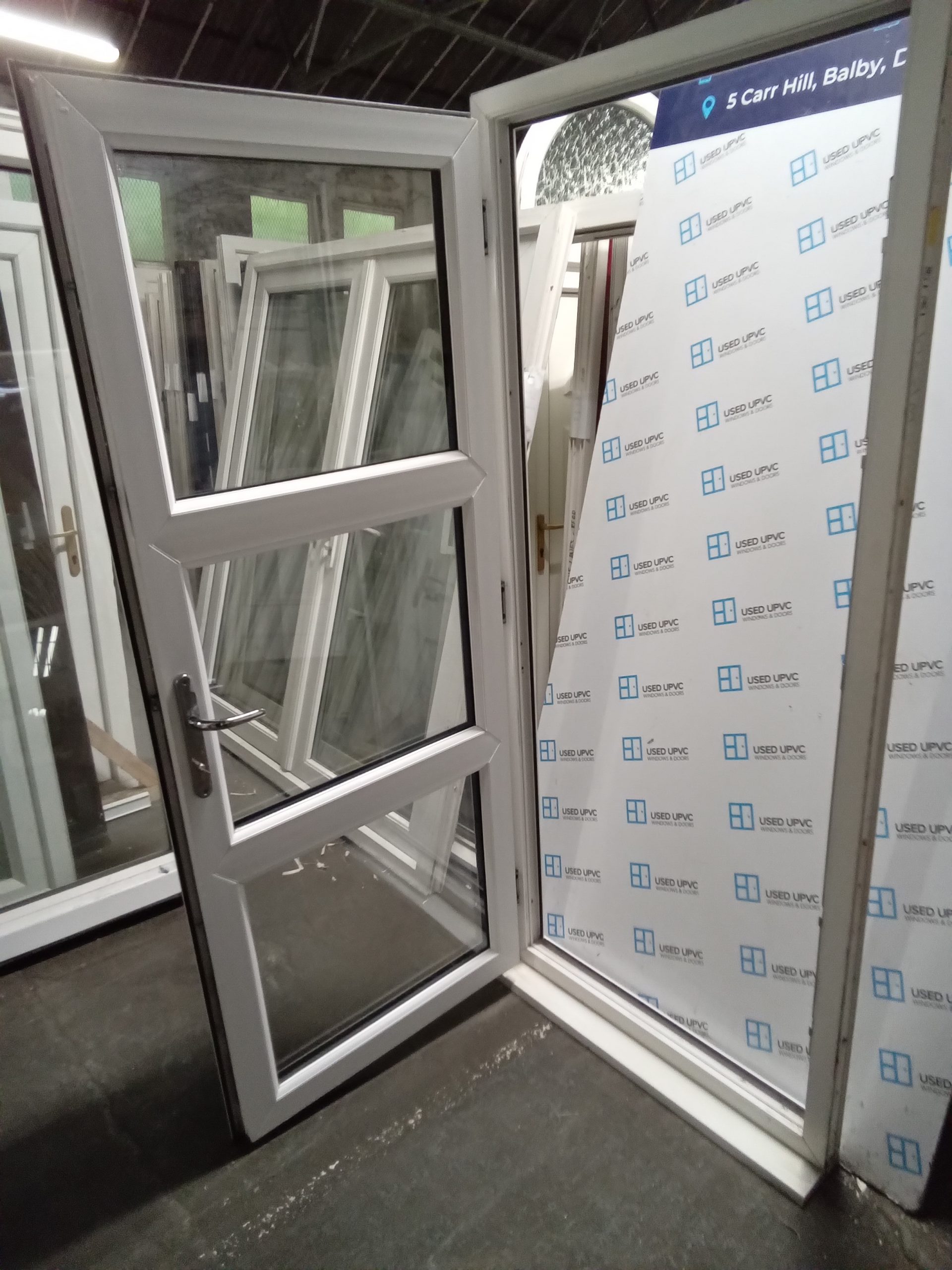 Used white Upvc Back Door (outwards opening) 900mm x 2105mm 0296 Used