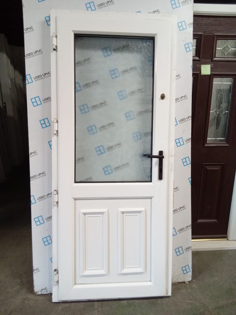 Used white Upvc Back Door (OUTWARDS OPENING) 865mm x 2020mm 0307 Used