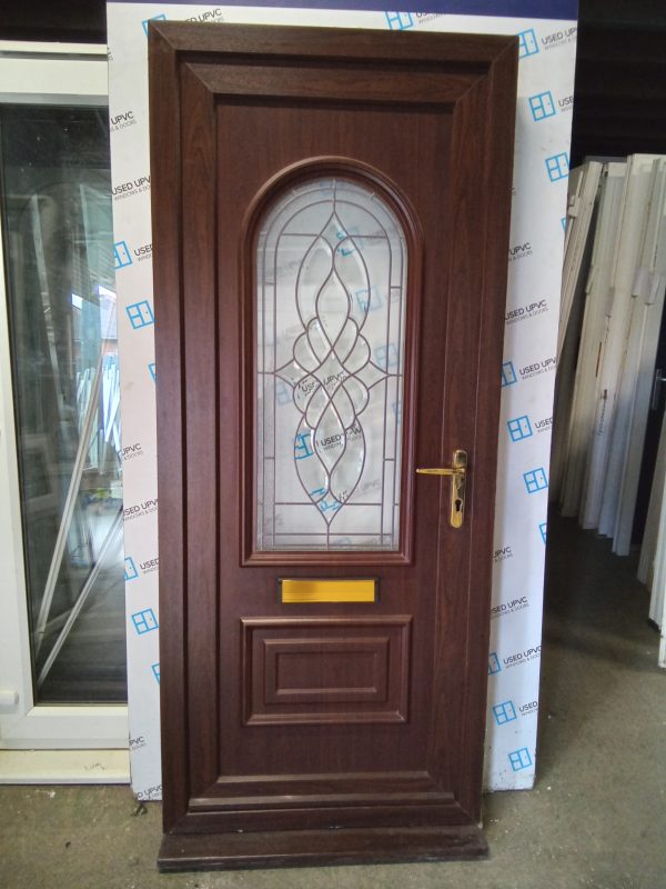 Used Rosewood Upvc Front Door 885mm x 2090mm 0192