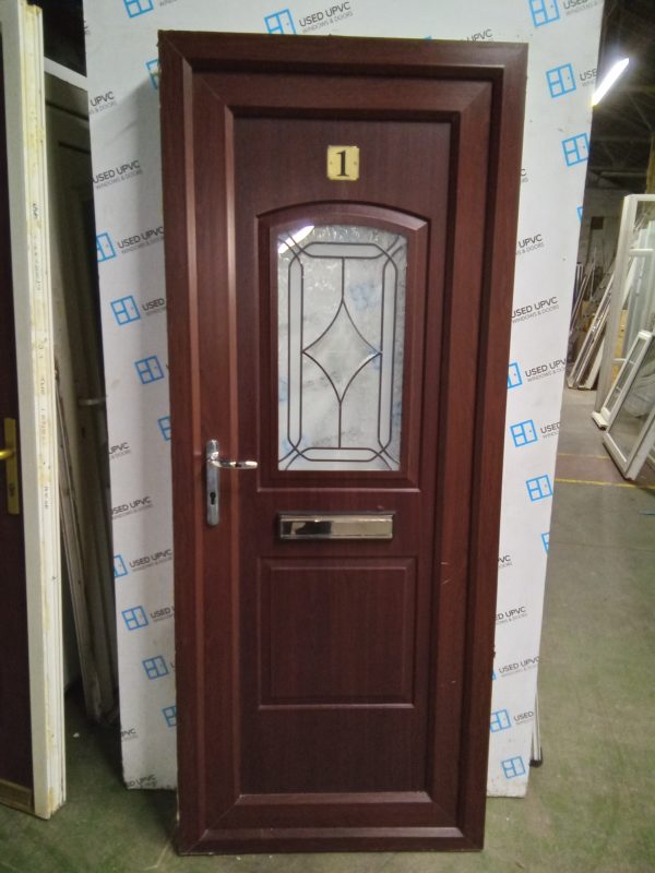 Used Rosewood Upvc Front Door 825mm x 2030mm 0447