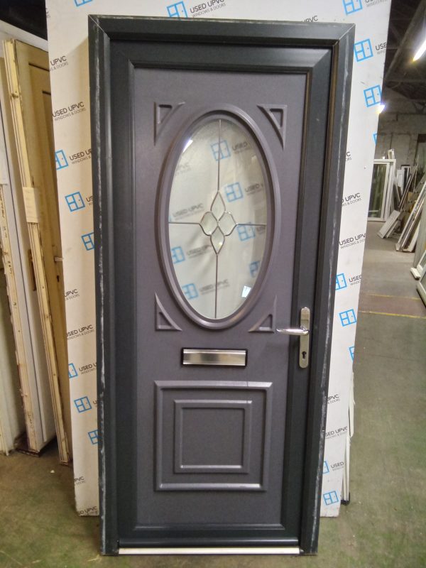 Used grey Uvpc front door 900mm x 2040mm 0122