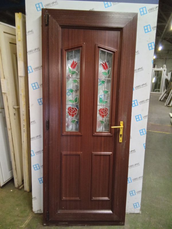 Used Woodgrain Upvc Back Door 850mm x 2095mm (830mm reduced) 0492 - Image 3