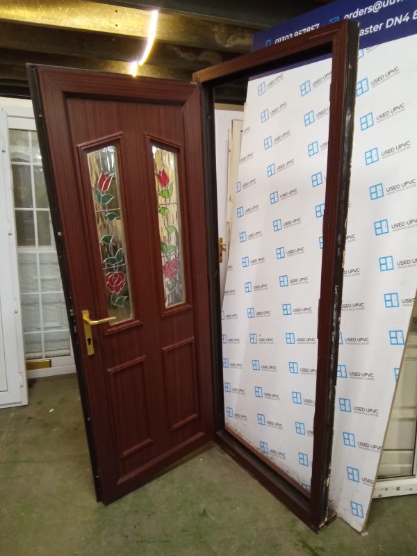 Used Woodgrain Upvc Back Door 850mm x 2095mm (830mm reduced) 0492 - Image 4