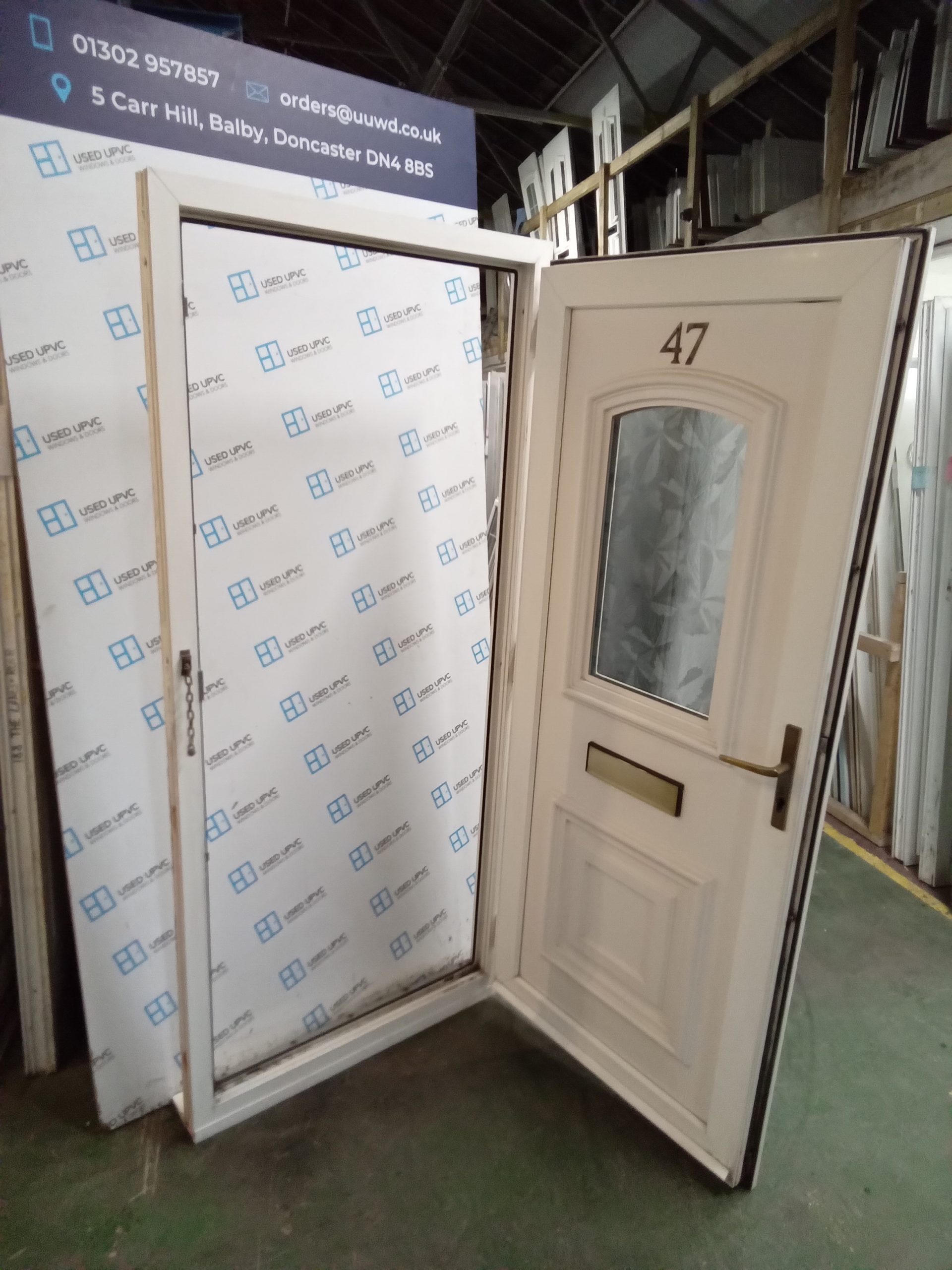 Used White Upvc Front Door 900mm x 2020mm 0537 Used UPVC Windows & Doors