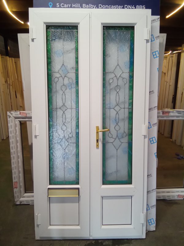 Used White Upvc French Front doors 1100mm x 2190mm EA6A - Image 3