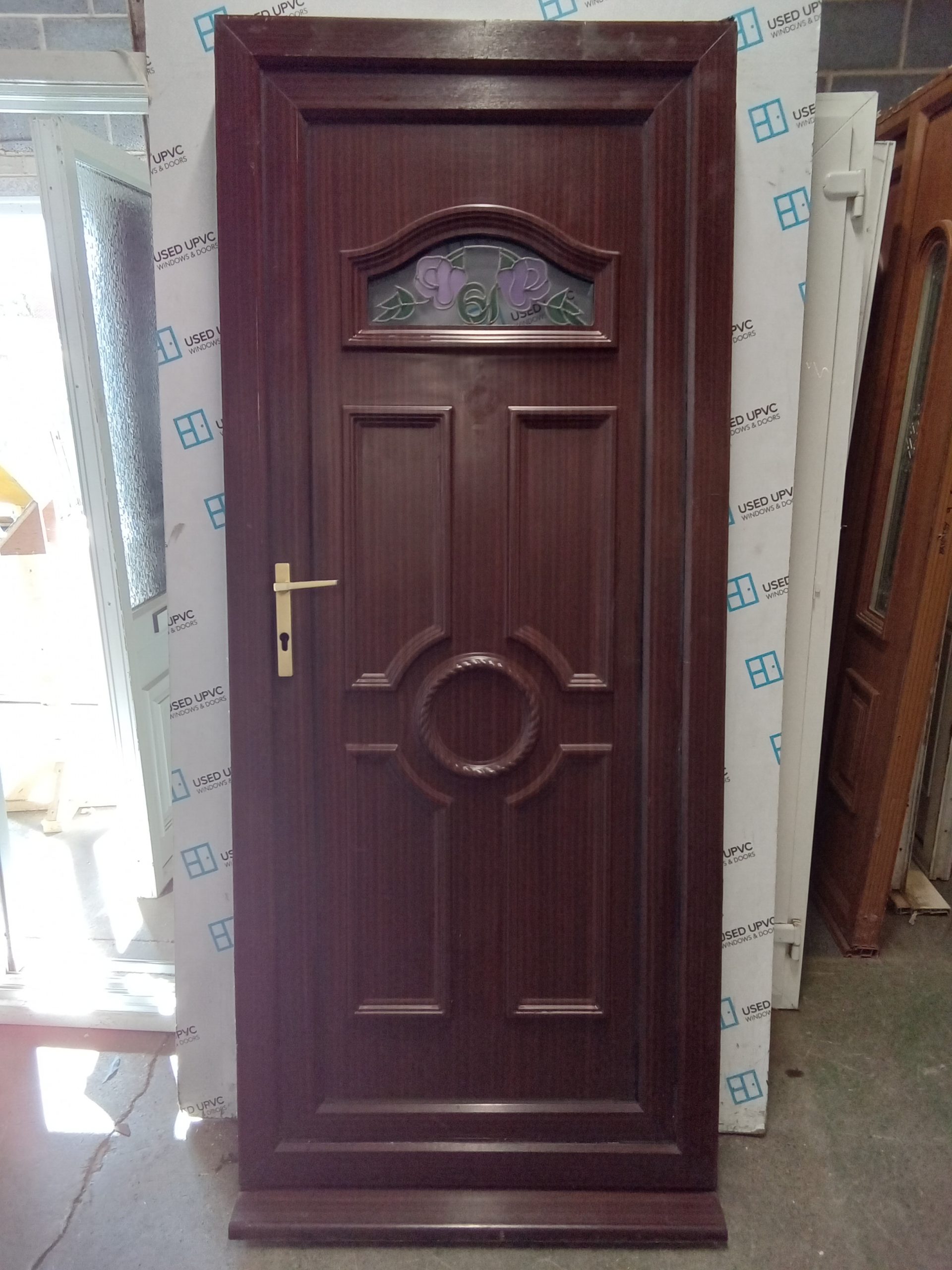 Used Woodgrain Upvc Back Door 895mm x 2125mm 0668 Used UPVC Windows