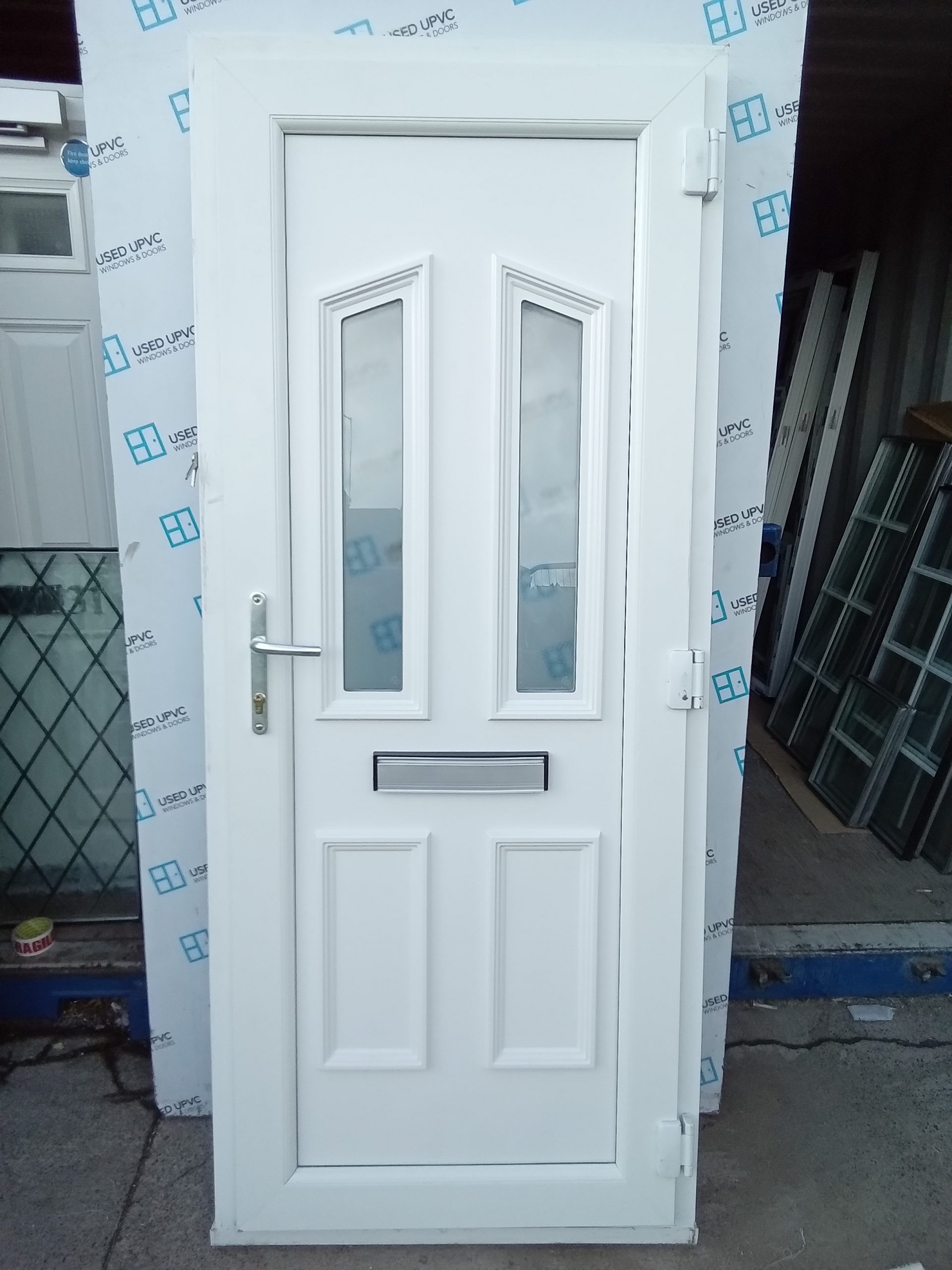 Used White Upvc Front Door 870mm x 2090mm 0362 Used UPVC Windows & Doors