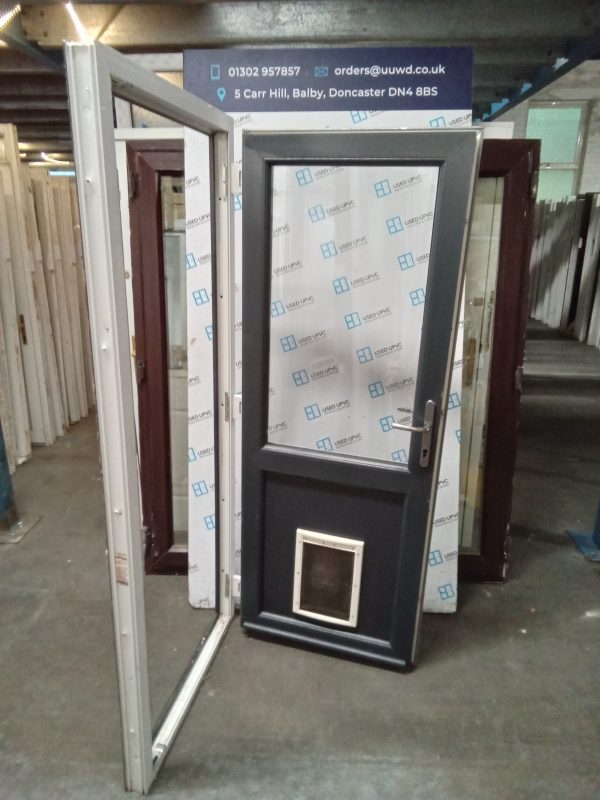 Used Anthracite Grey Upvc Back Door 840mm x 2025mm 0684 - Image 3