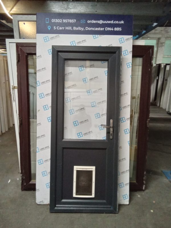 Used Anthracite Grey Upvc Back Door 840mm x 2025mm 0684