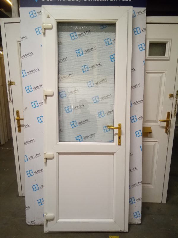 Used White Upvc back door 840mm x 2175mm 0717 - Image 3