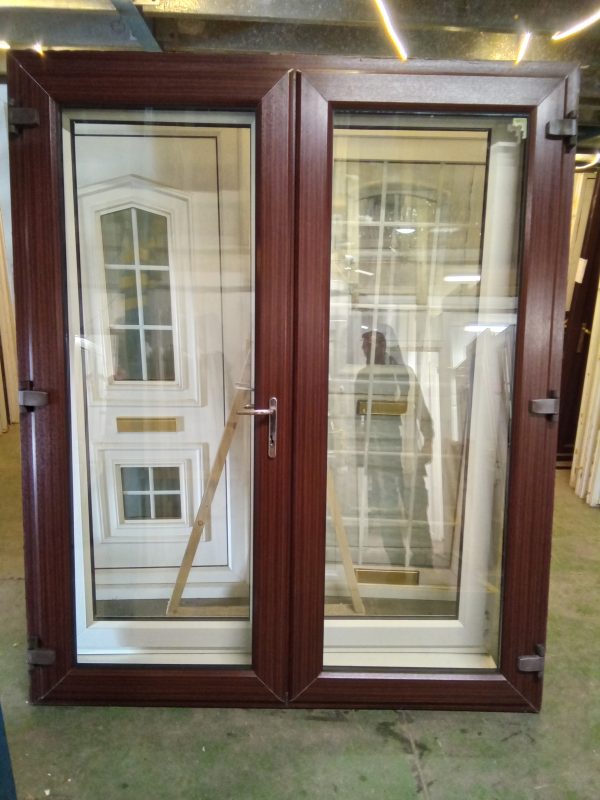 Used woodgrain upvc french doors 1810 mm x 2180 mm EA6