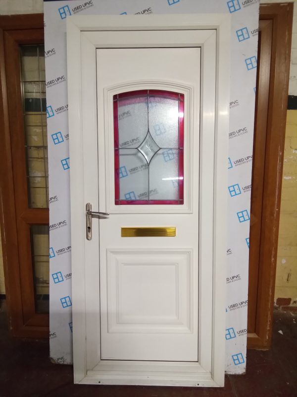 Used white Upvc front door 870mm x 2055mm 0801