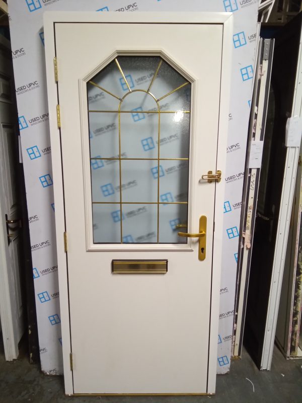 Used brown on white composite front door 890mm x 2070mm 0317 - Image 3
