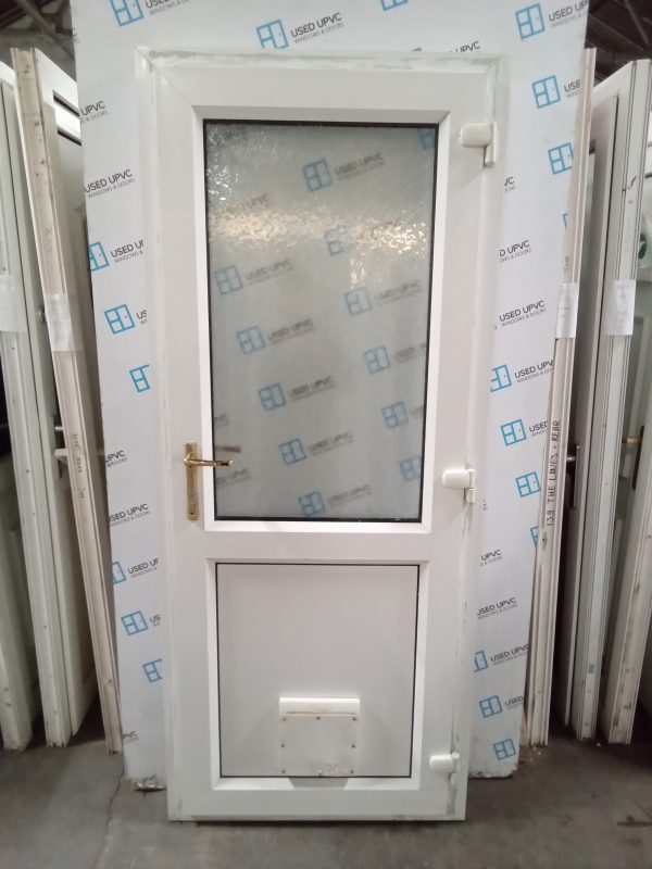 Used white Upvc back door 860mm x 2030mm (840mm reduced) 0713 - Image 3