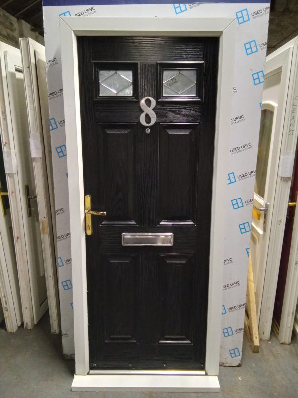 Used black on white composite front door 900mm x 2090mm 0752