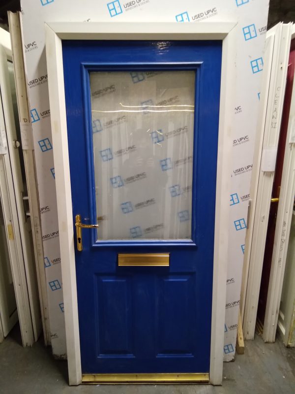 Used blue composite front door 920mm x 2000mm 0842