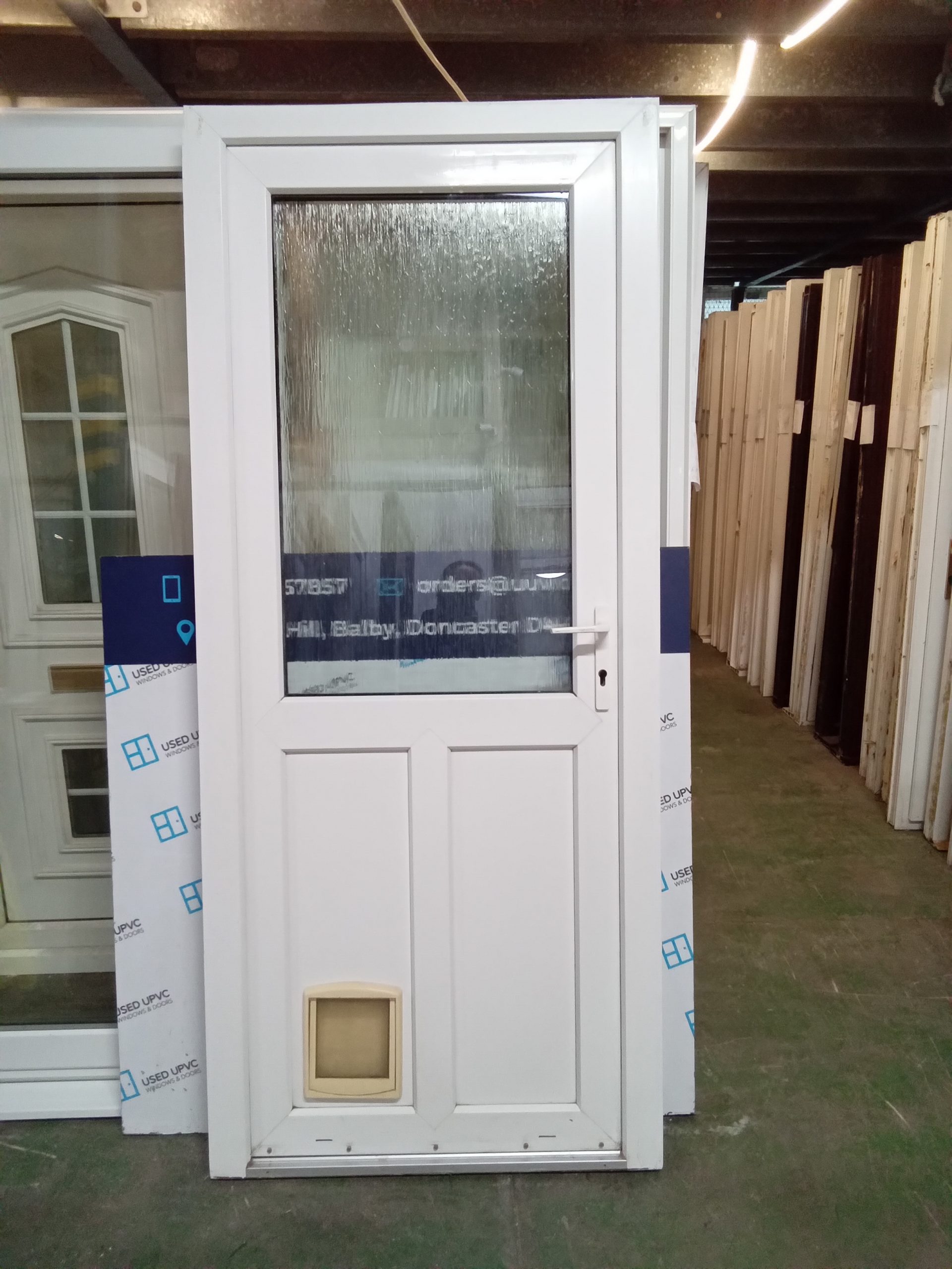 Used White Upvc Back Door 895mm x 2070mm 0298 Used UPVC Windows & Doors