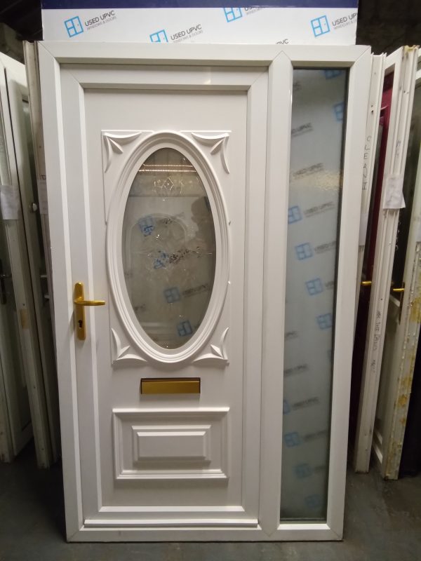 Used white Upvc front door and side panel 1220mm x 2035mm DS002