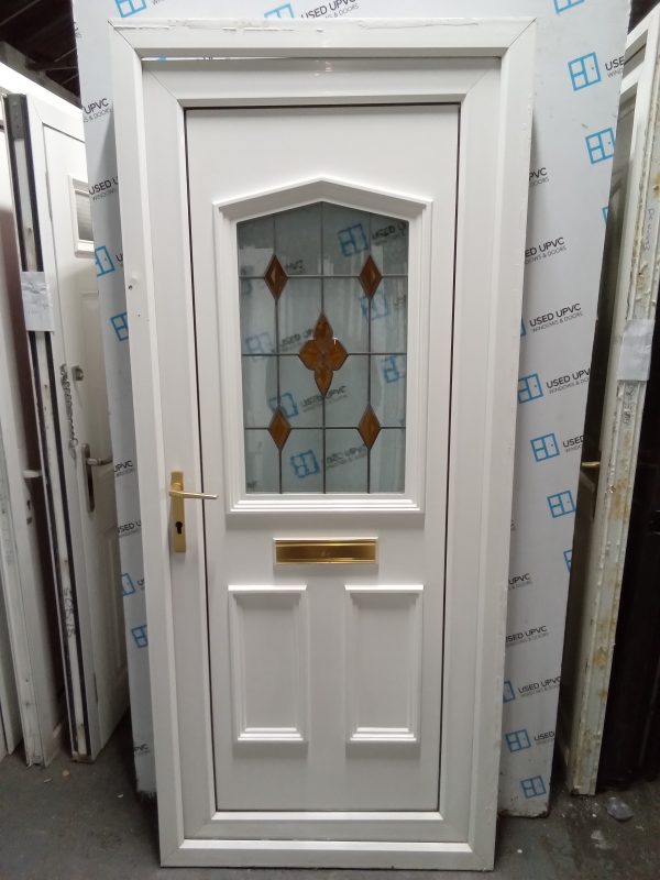 Used white Upvc Front Door 890mm x 2055mm 0583