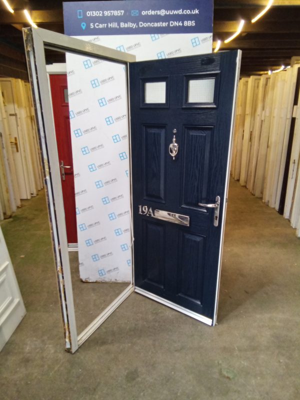 Used blue Composite front fire door 900mm x 1965mm 0035 - Image 4