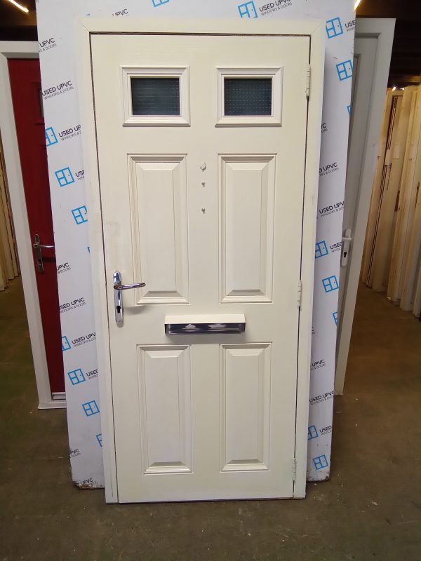 Used blue Composite front fire door 900mm x 1965mm 0035 - Image 3