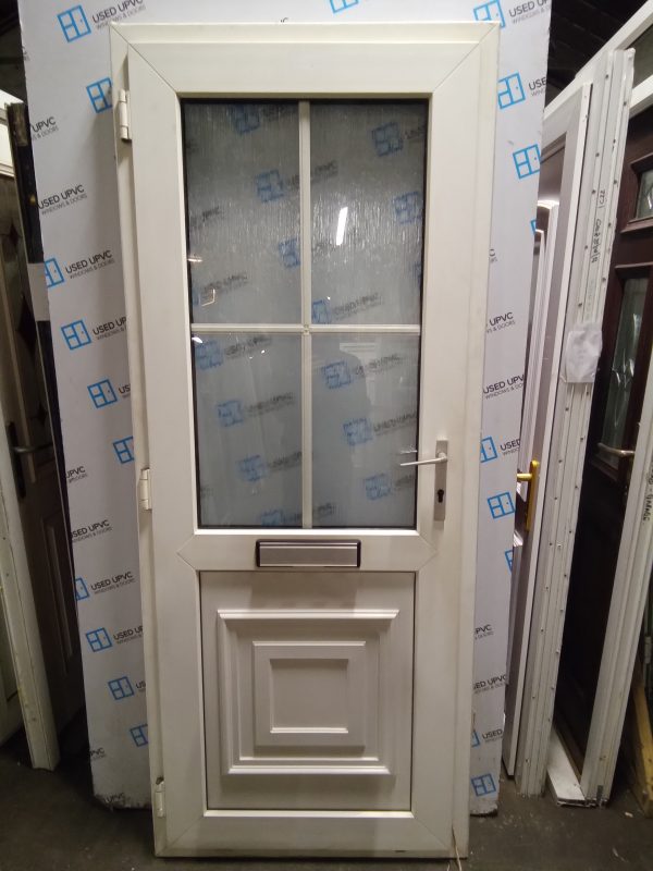 Used white Upvc front caravan door (OUTWARDS OPENING) 835mm x 2080mm 0570